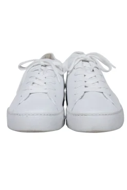 Paul Green - White Pebbled Leather Lace Up Sneakers Sz 9.5