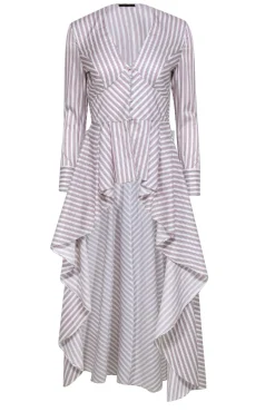 Petrsyn - White High-Low Blouse w/ Multi-Color Stripes Sz XS