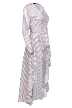 Petrsyn - White High-Low Blouse w/ Multi-Color Stripes Sz XS