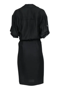 3.1 Phillip Lim - Black Linen Crop Sleeve Dress Sz 4
