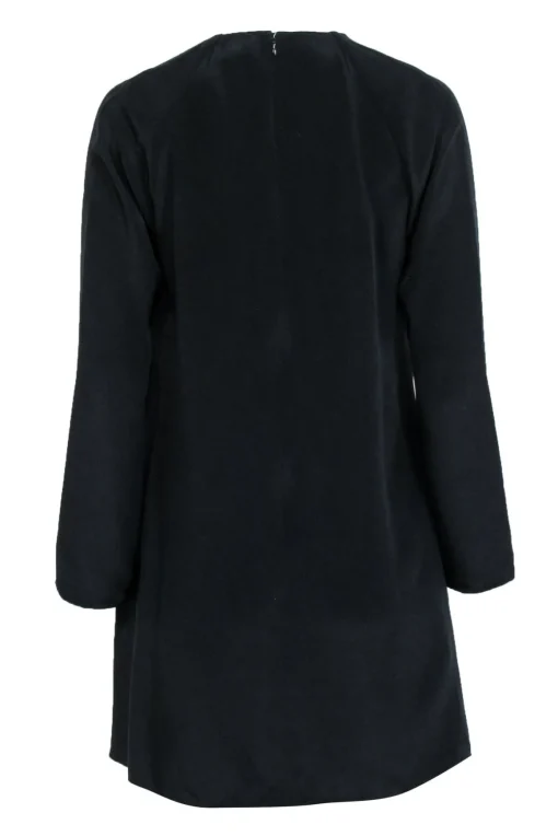 3.1 Phillip Lim - Black Silk Long Sleeve Dress w/ Beaded Neckline Sz 6