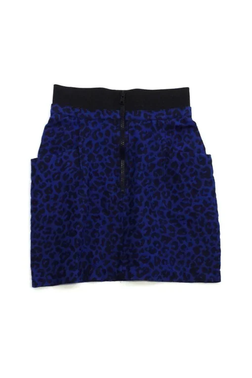 3.1 Phillip Lim - Cobalt Blue & Black Cheetah Print Skirt Sz 4