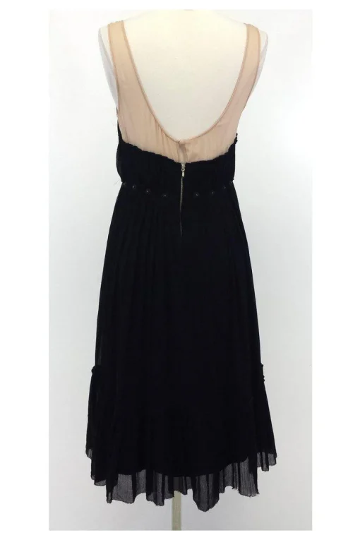 3.1 Phillip Lim - Nude & Black Silk Dress w/ Embellished Waist Sz 0