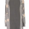Philosophy - Grey w/ Beige Star Print Cashmere Cardigan Sz L