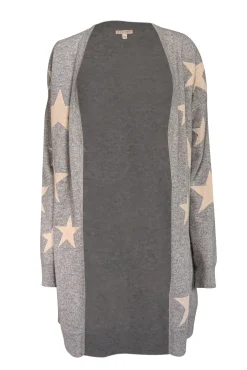 Philosophy - Grey w/ Beige Star Print Cashmere Cardigan Sz L