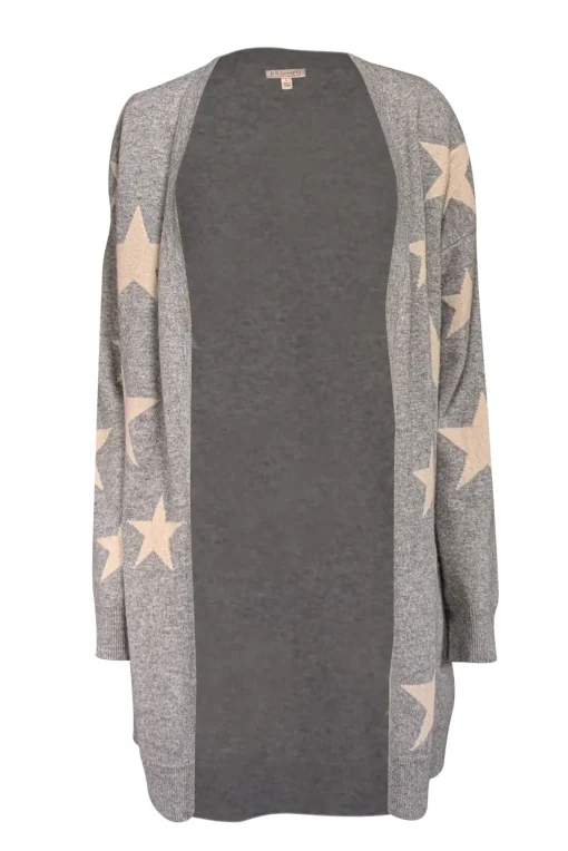 Philosophy - Grey w/ Beige Star Print Cashmere Cardigan Sz L