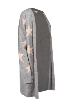 Philosophy - Grey w/ Beige Star Print Cashmere Cardigan Sz L