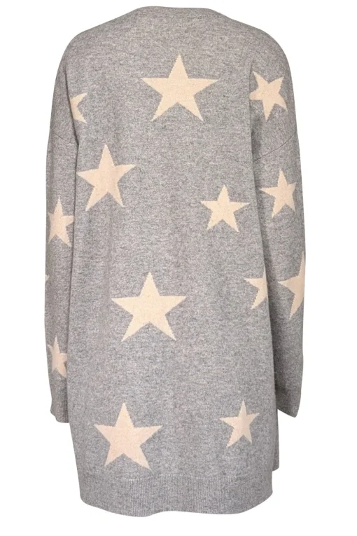 Philosophy - Grey w/ Beige Star Print Cashmere Cardigan Sz L