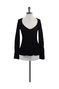 Piazza Sempione - Chocolate Brown V-Neck Knit Sweater Sz S