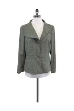 Piazza Sempione - Cream & Black Houndstooth Wool Jacket Sz 8