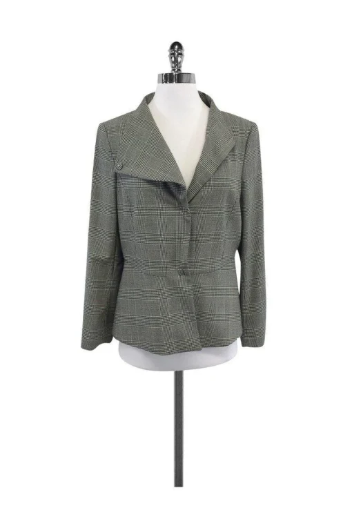 Piazza Sempione - Cream & Black Houndstooth Wool Jacket Sz 8