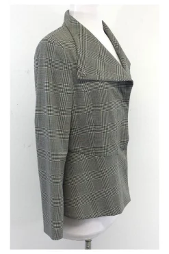 Piazza Sempione - Cream & Black Houndstooth Wool Jacket Sz 8
