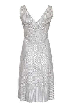 Piazza Sempione - White w/ Black Stripes Sleeveless Midi Dress Sz 8