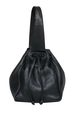 Pierre Balmain - Black Leather Mini Drawstring Bucket Handbag