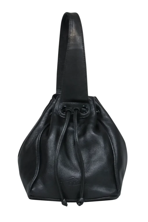 Pierre Balmain - Black Leather Mini Drawstring Bucket Handbag