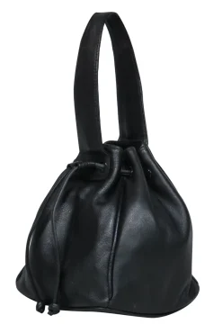 Pierre Balmain - Black Leather Mini Drawstring Bucket Handbag