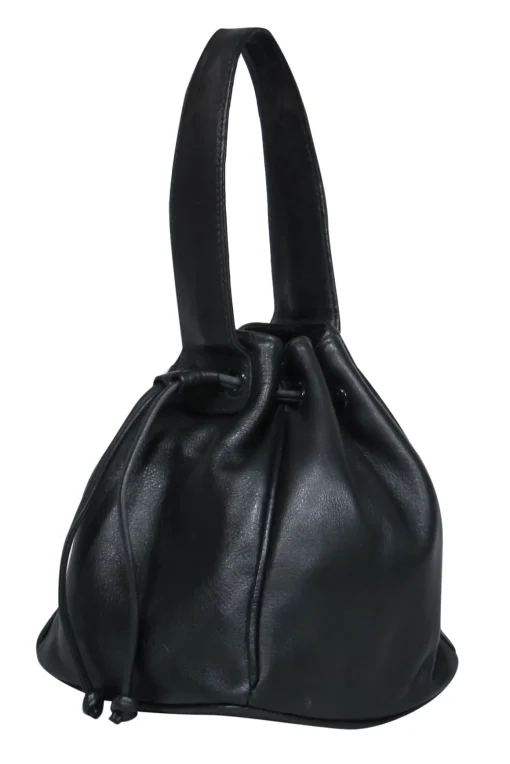 Pierre Balmain - Black Leather Mini Drawstring Bucket Handbag