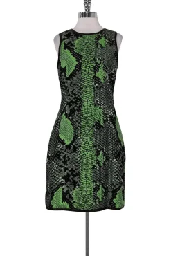 Pink Tartan - Green & Black Snakeskin Print Dress Sz 4