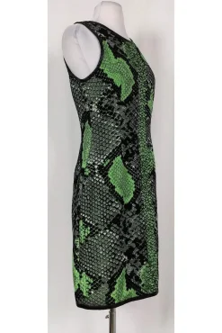 Pink Tartan - Green & Black Snakeskin Print Dress Sz 4