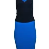 Pinko - Blue Colorblocked Rib Knit Sleeveless Dress Sz M