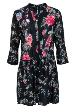 Plenty by Tracy Reese - Black & Multicolor Floral Drop Waist "Kurta" Dress Sz S