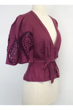 Plenty by Tracy Reese - Maroon Linen Top Sz 4