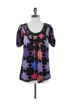 Plenty by Tracy Reese - Print Blouse w/ Stud Detail Sz S