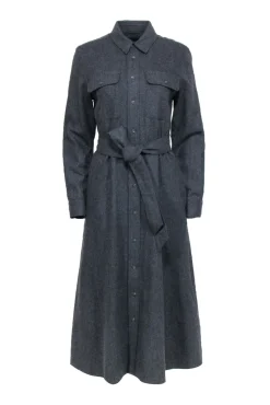 Polo Ralph Lauren - Grey Wool Button Up Shirt Dress w/ Removable Belt Sz 8