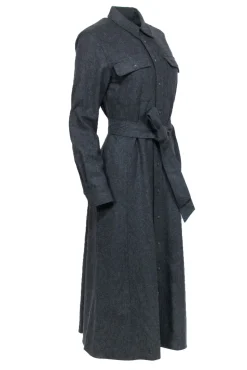Polo Ralph Lauren - Grey Wool Button Up Shirt Dress w/ Removable Belt Sz 8