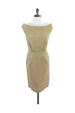 Ports 1961 - Light Brown & Orange Gingham Cotton Dress Sz 4