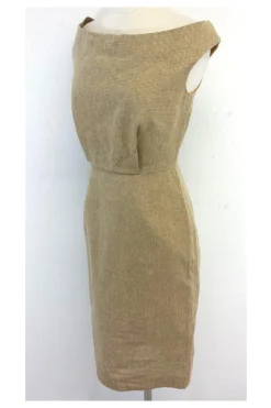 Ports 1961 - Light Brown & Orange Gingham Cotton Dress Sz 4