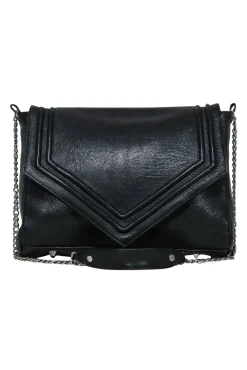 Posse - Black Envelope Crossbody Purse w/ Chain Shoulder Strap
