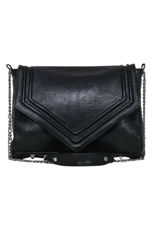 Posse - Black Envelope Crossbody Purse w/ Chain Shoulder Strap