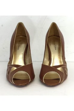 Pour La Victoire - Brown Leather Peep Toe Heels Sz 10