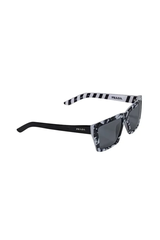 Prada - Black & White Rectangle Frame Sunglasses