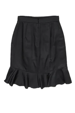 Prada - Black Flounce Wool & Silk Skirt Sz 8