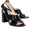 Prada - Black Leather Vernice Crisscross Slingback Sandal Sz 9