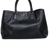 Prada - Black Saffiano Leater Largo Tote Bag