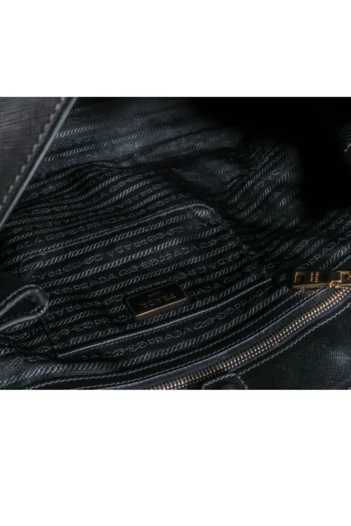 Prada - Black Saffiano Leater Largo Tote Bag