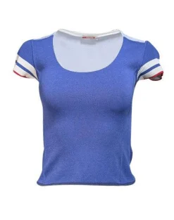 Prada - Blue, White, & Red Knit Short Sleeve Top Sz S