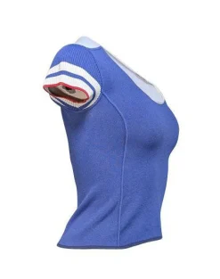 Prada - Blue, White, & Red Knit Short Sleeve Top Sz S