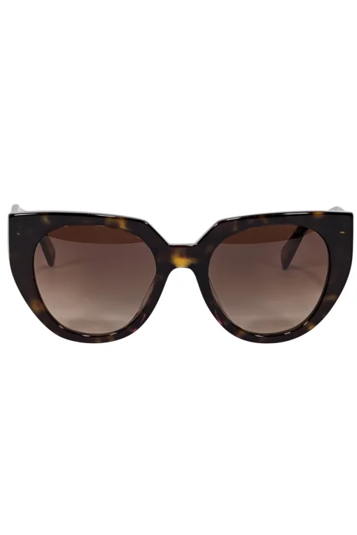 Prada - Brown Tortoise Round Cate Eye Sunglasses