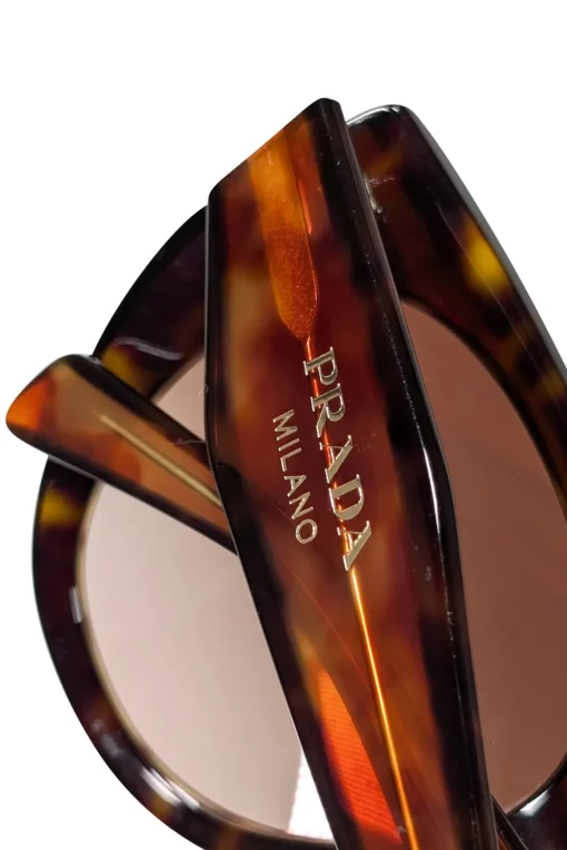 Prada - Brown Tortoise Round Cate Eye Sunglasses