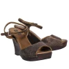 Prada - Dark Gold Textured Platform Wedges Sz 8