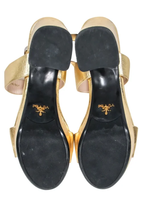 Prada - Gold Metallic Platform Sandals Sz 6.5