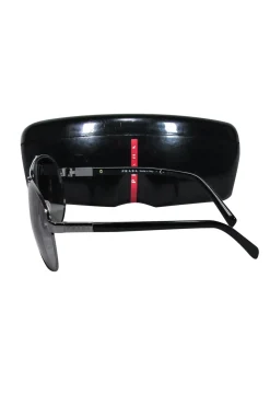 Prada - Grey Gunmetal Aviator Sunglasses