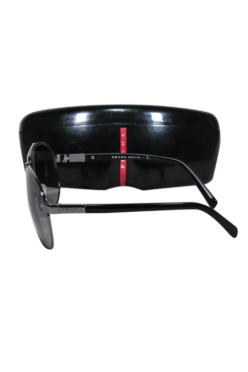 Prada - Grey Gunmetal Aviator Sunglasses