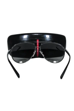 Prada - Grey Gunmetal Aviator Sunglasses