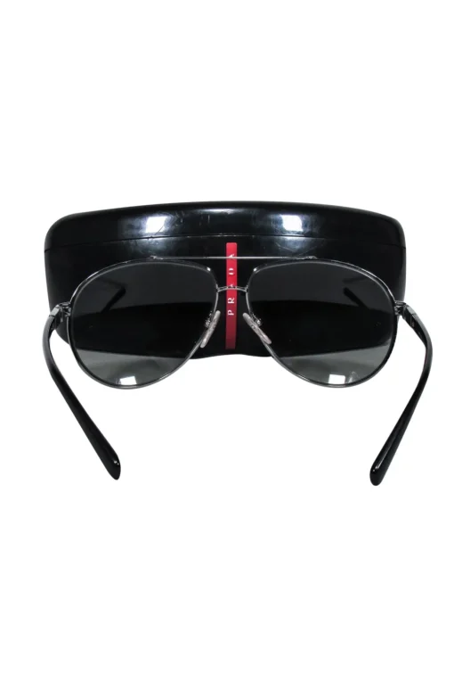 Prada - Grey Gunmetal Aviator Sunglasses