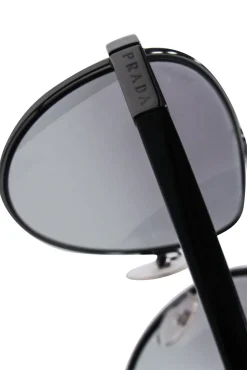 Prada - Grey Gunmetal Aviator Sunglasses
